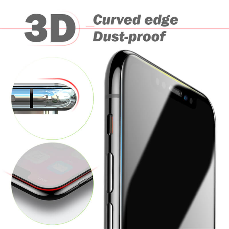 iphone xs max 3d silk tempered glass screen protector